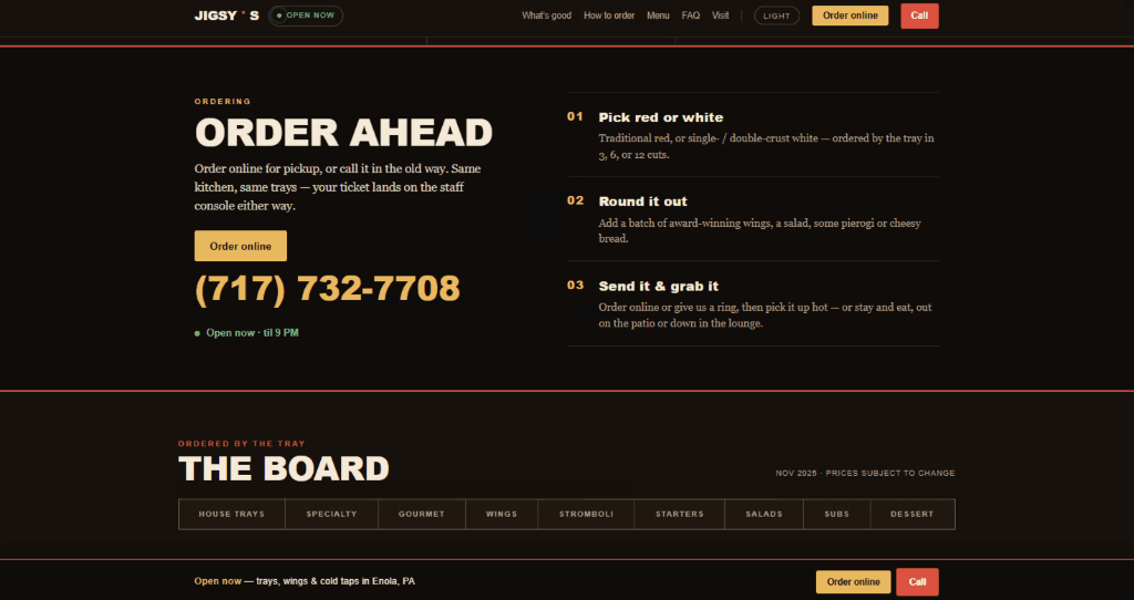 The Board menu introduction, explaining trays ordered by the cut